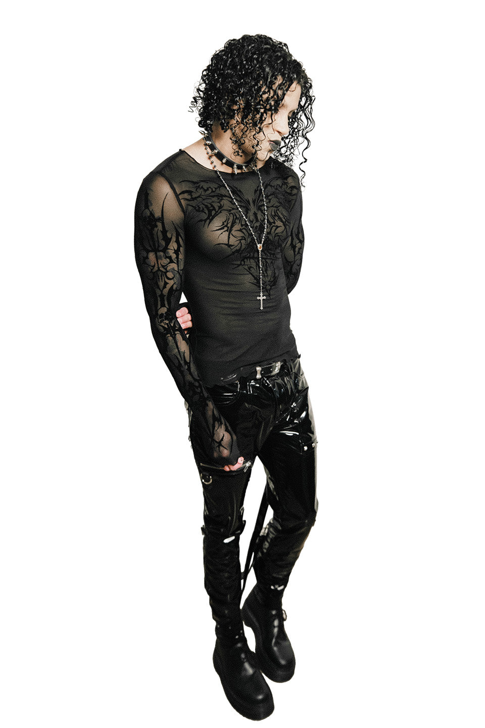 The Replicant Cross Strap Stretch PVC Pants-Bottoms-Lip Service
