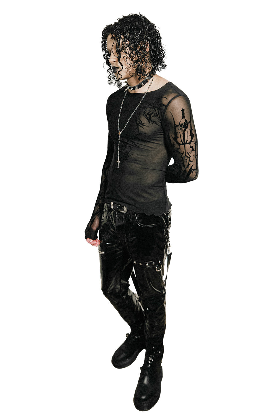 The Replicant Cross Strap Stretch PVC Pants-Bottoms-Lip Service