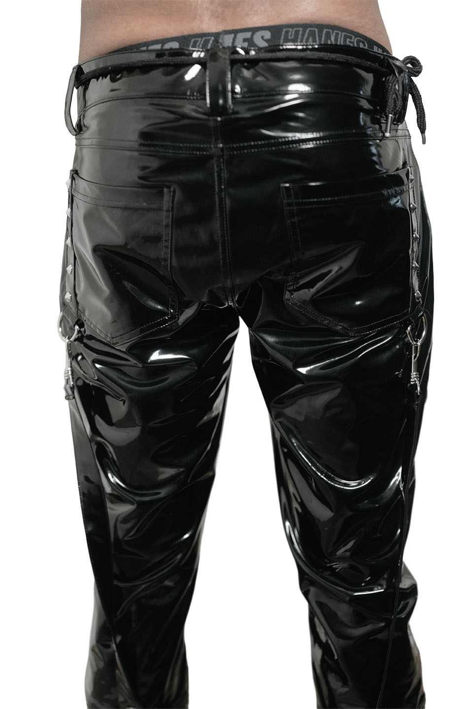 The Replicant Cross Strap Stretch PVC Pants-Bottoms-Lip Service