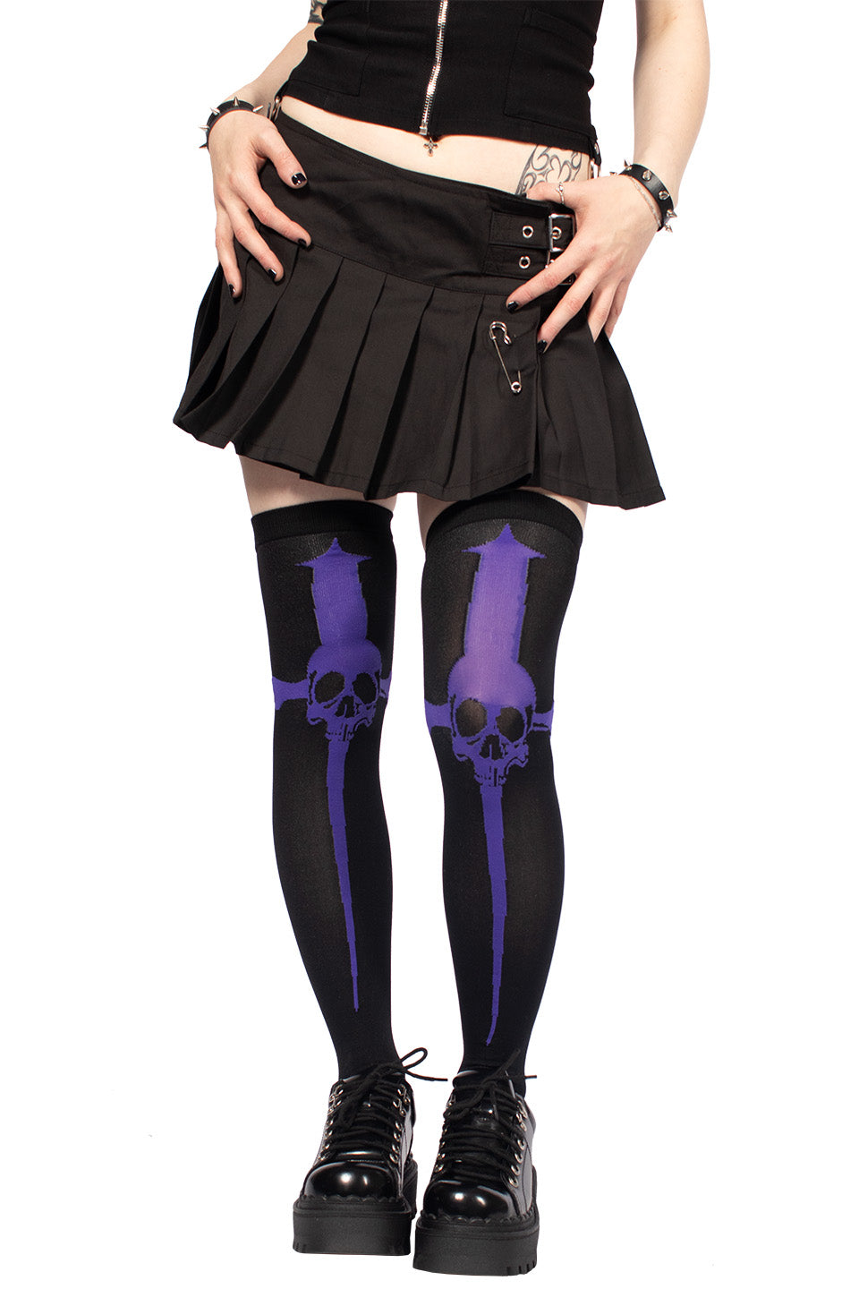Dagger Thigh High Socks Purple-Accessories-Lip Service