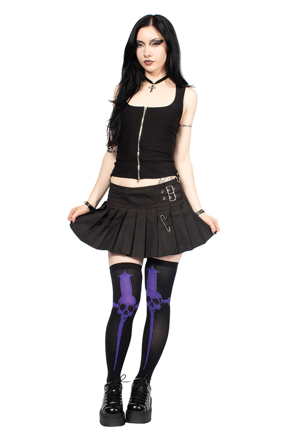 Dagger Thigh High Socks Purple-Accessories-Lip Service