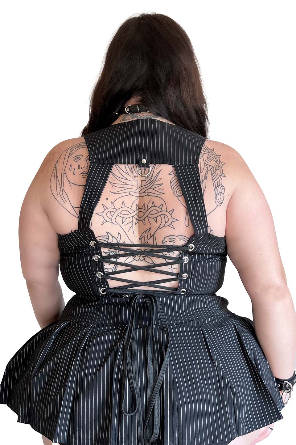 Pinstriped Gangsta Pranksta Pleated Skirt - Dita-Skirts-Lip Service