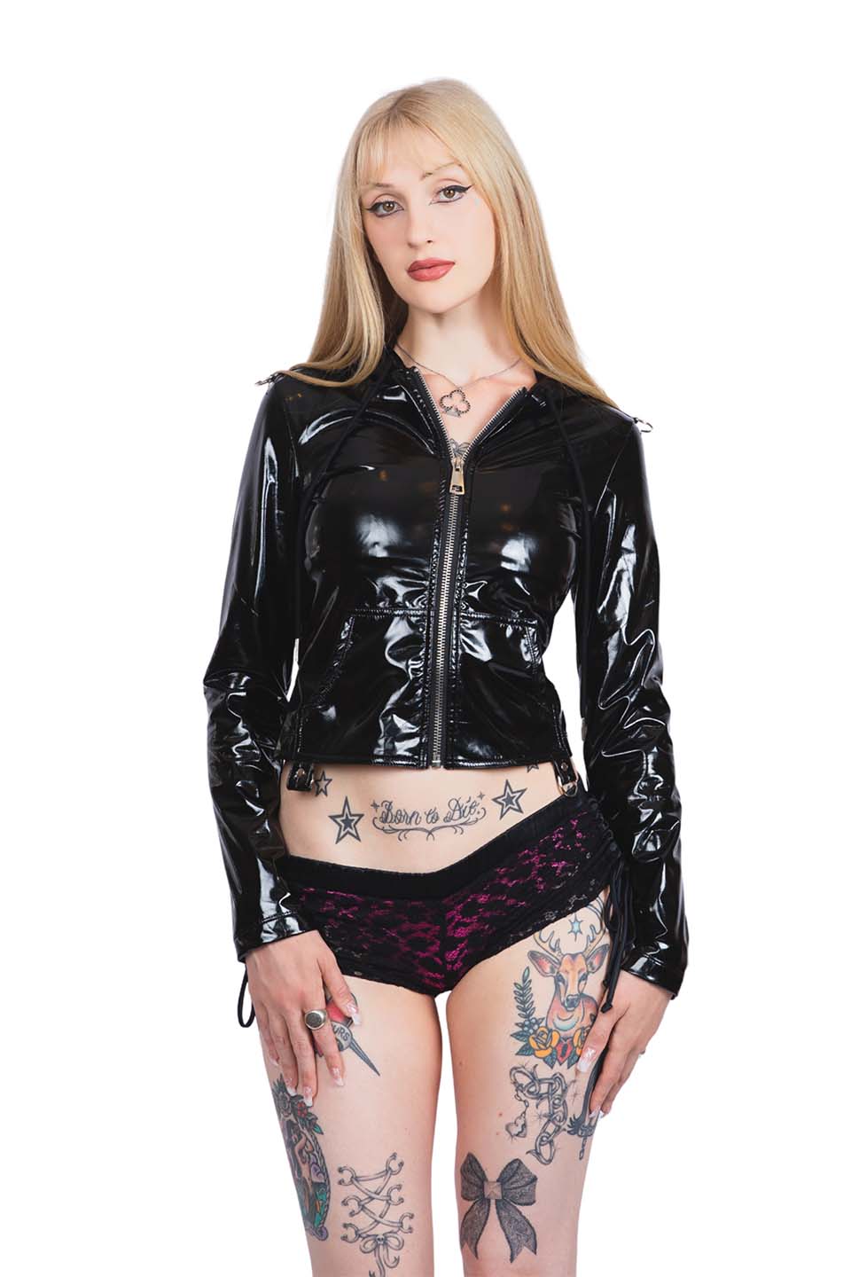 Lip Service x iGirl Halo PVC Zipper Hoodie-tops-Lip Service