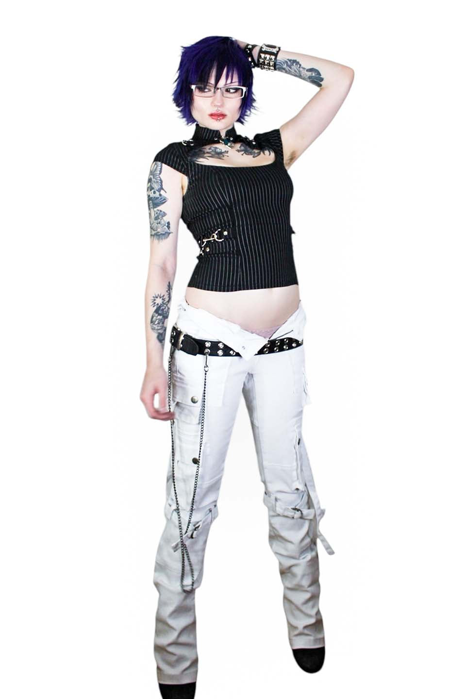 Pinstriped Gangsta Pranksta Lock Top-Tops-Lip Service