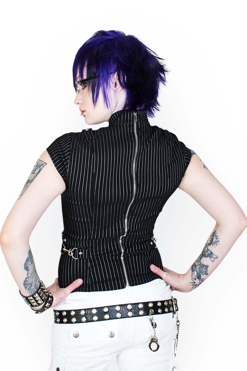 Pinstriped Gangsta Pranksta Lock Top-Tops-Lip Service