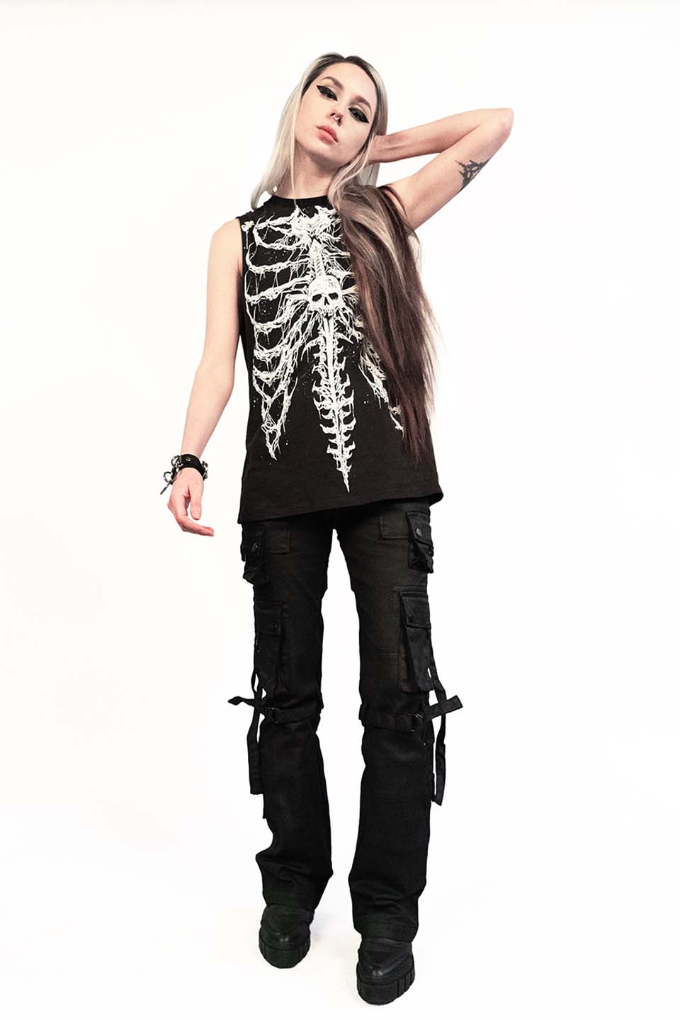 Lip Service Dead Inside Rib Cage Sleeveless T-shirt-Tops-Lip Service