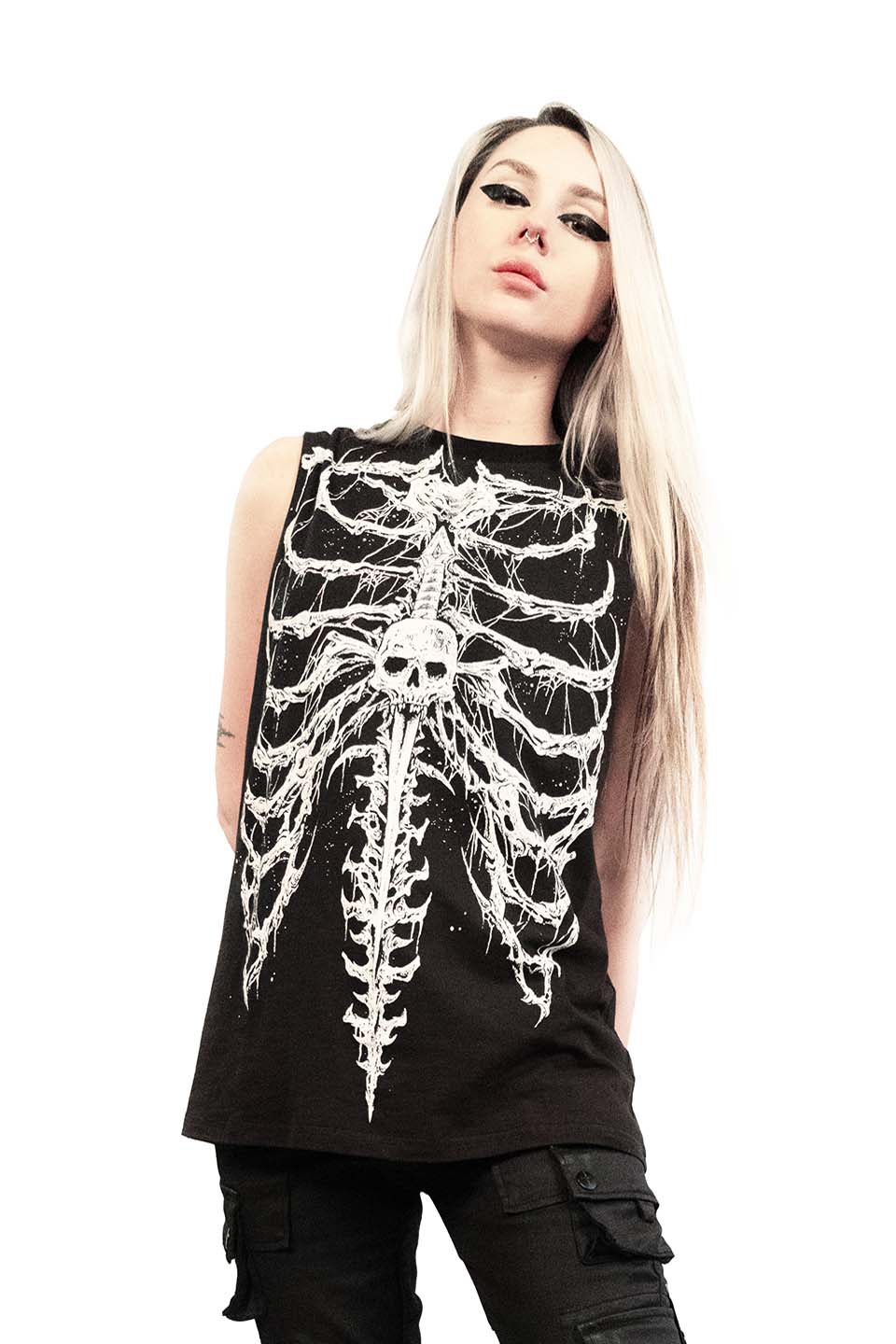 Lip Service Dead Inside Rib Cage Sleeveless T-shirt-Tops-Lip Service