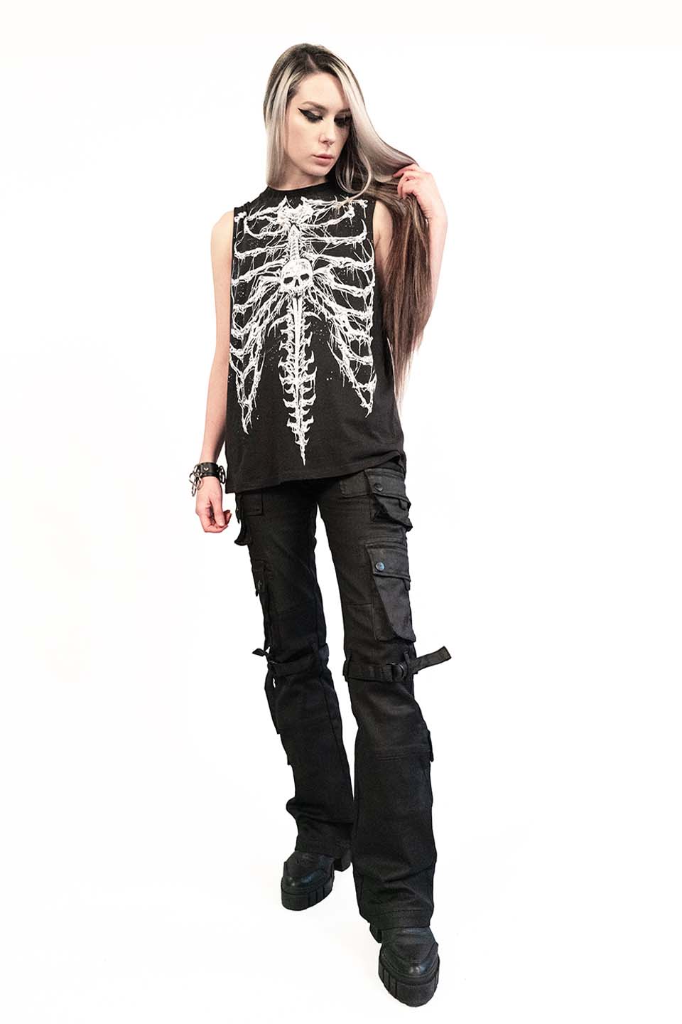 Lip Service Dead Inside Rib Cage Sleeveless T-shirt-Tops-Lip Service