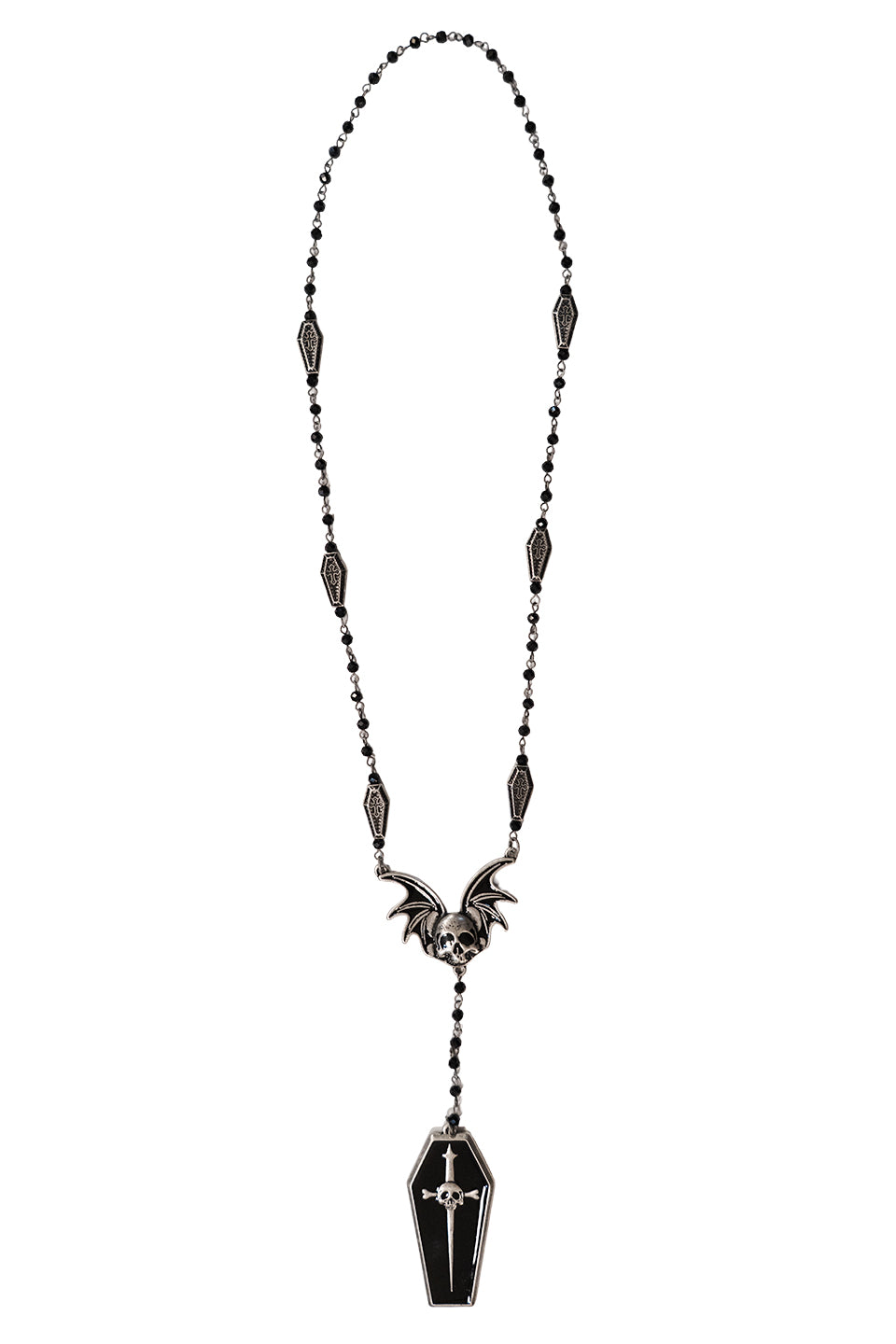 Lip Service Winged Skull Coffin Rosary Necklace-Accessories-Lip Service