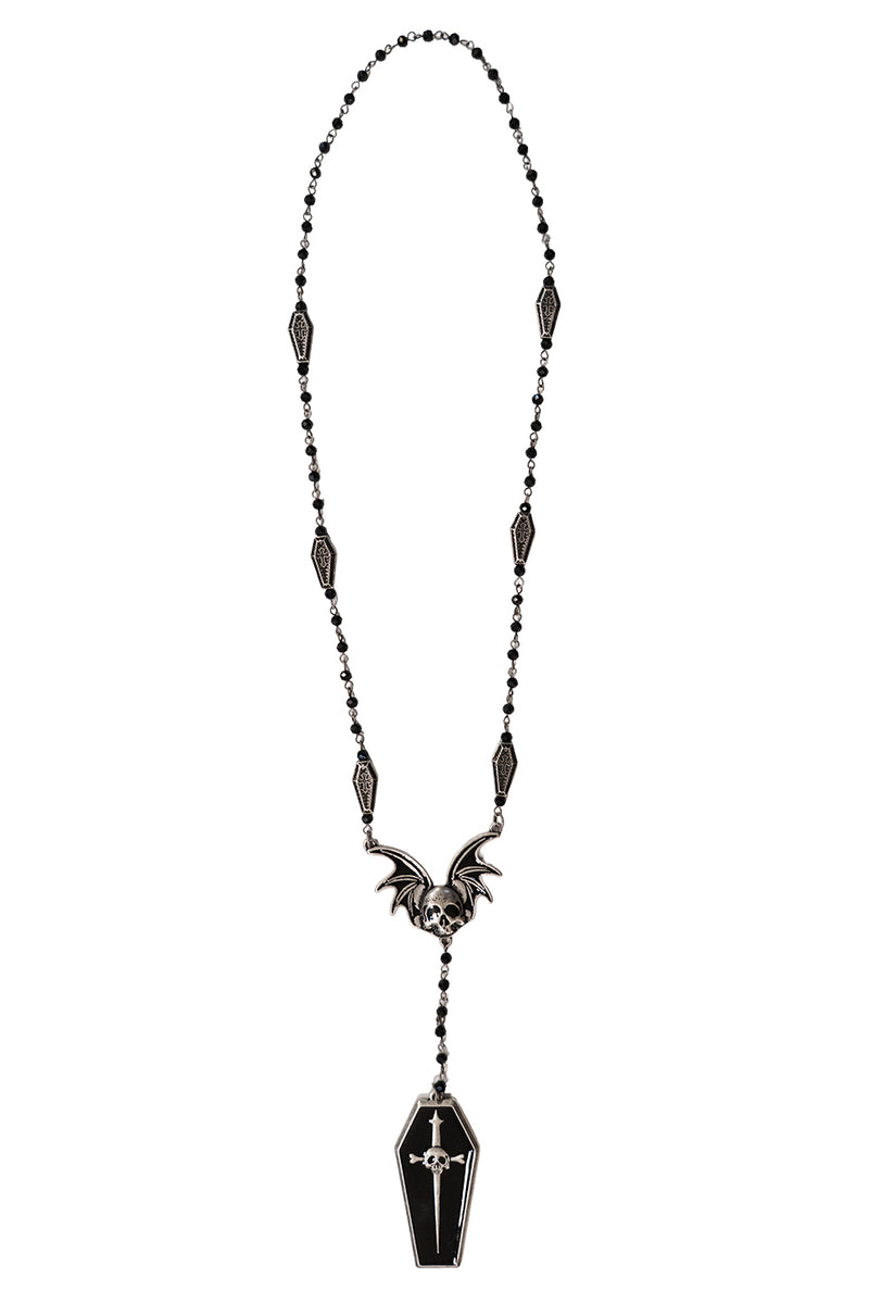 Lip Service Winged Skull Coffin Rosary Necklace-Accessories-Lip Service