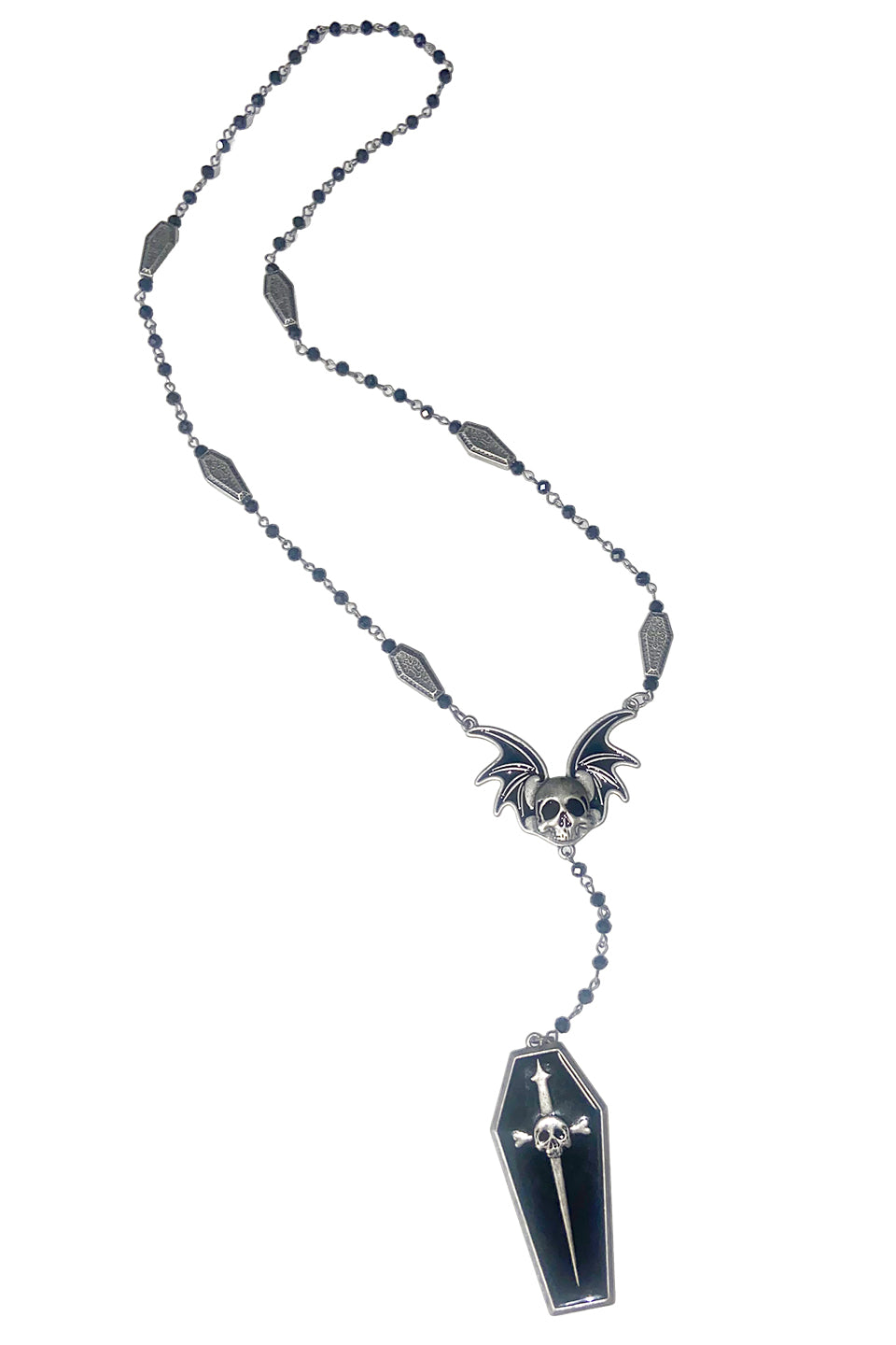 Lip Service Winged Skull Coffin Rosary Necklace-Accessories-Lip Service