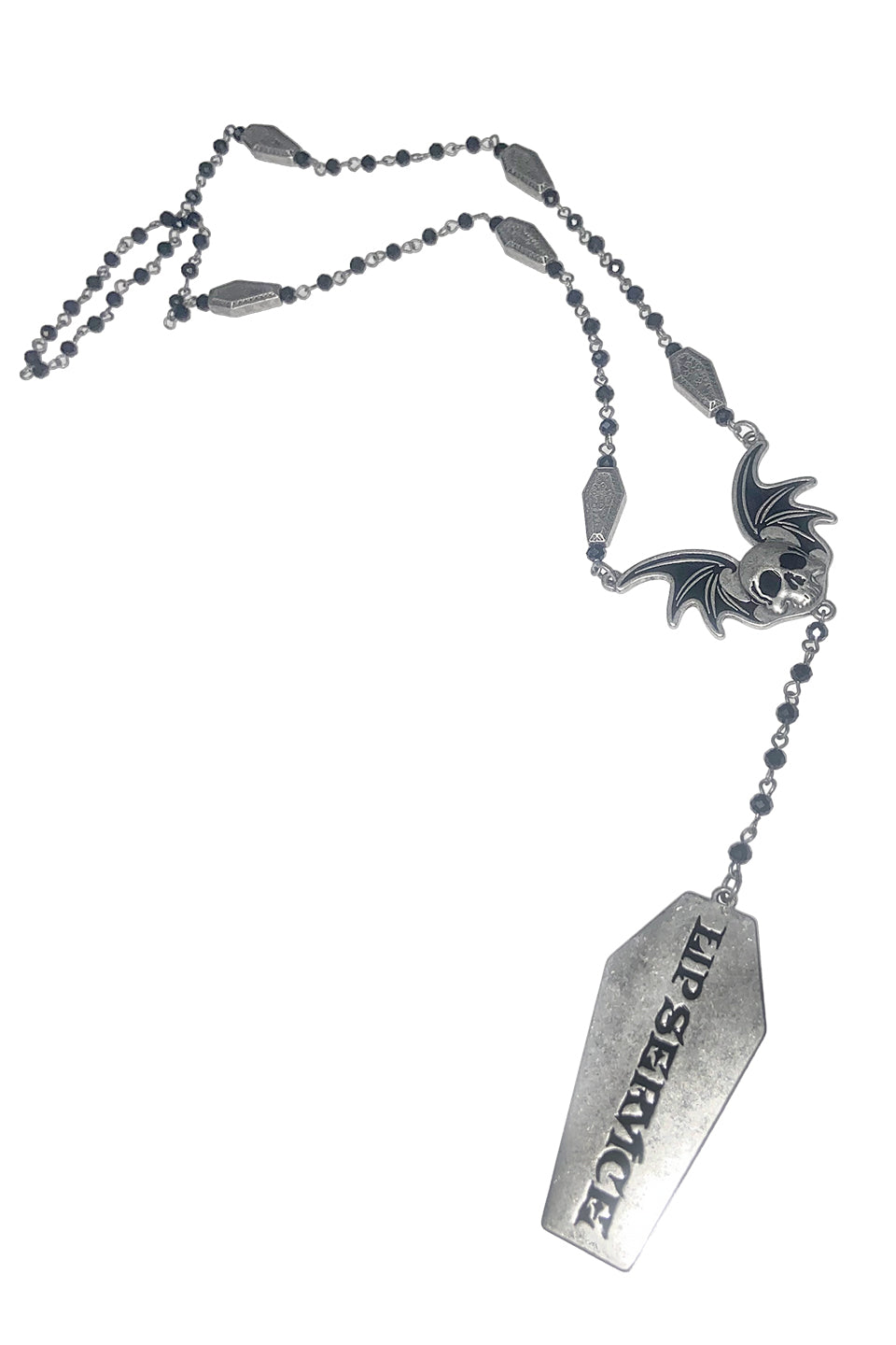Lip Service Winged Skull Coffin Rosary Necklace-Accessories-Lip Service