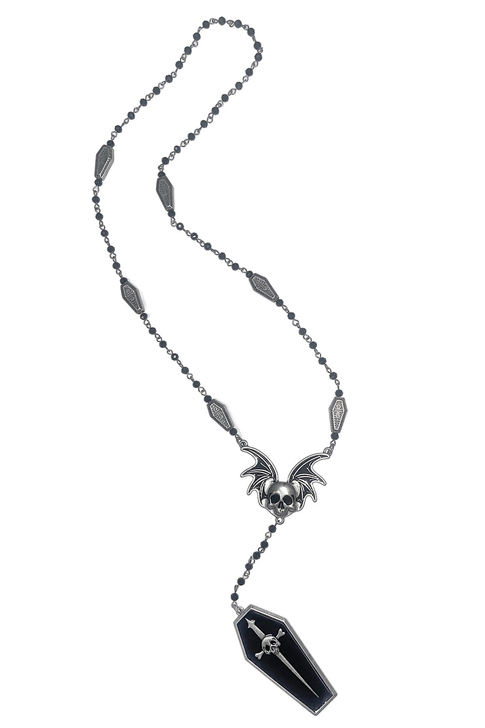 Lip Service Winged Skull Coffin Rosary Necklace-Accessories-Lip Service