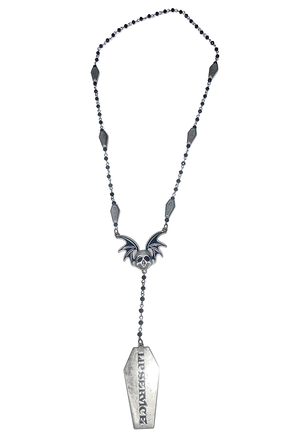 Lip Service Winged Skull Coffin Rosary Necklace-Accessories-Lip Service