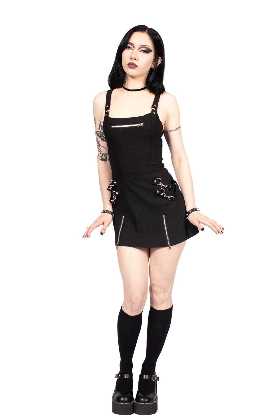 Gangsta Pranksta Annette Dress Solid Black-Dresses-Lip Service