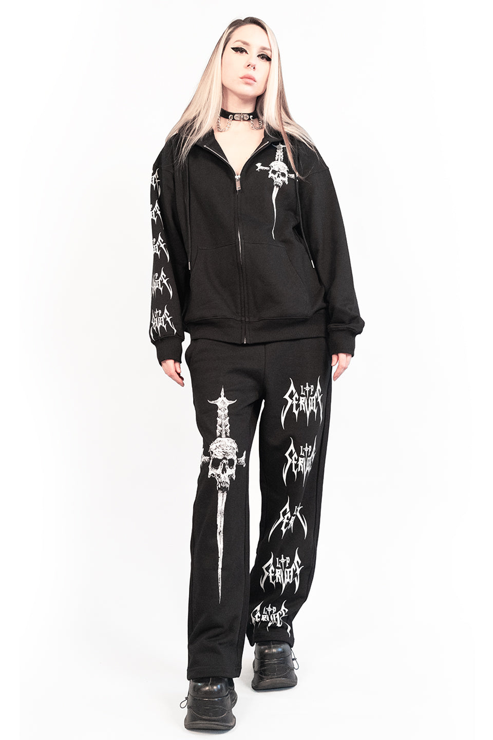 lip service  ZIPラインリブOP Lip Service Dagger Coffin Zip Hoodie-Tops-Lip Service
