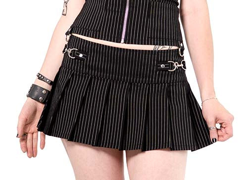 Pinstriped Gangsta Pranksta Pleated Skirt - Dita-Skirts-Lip Service
