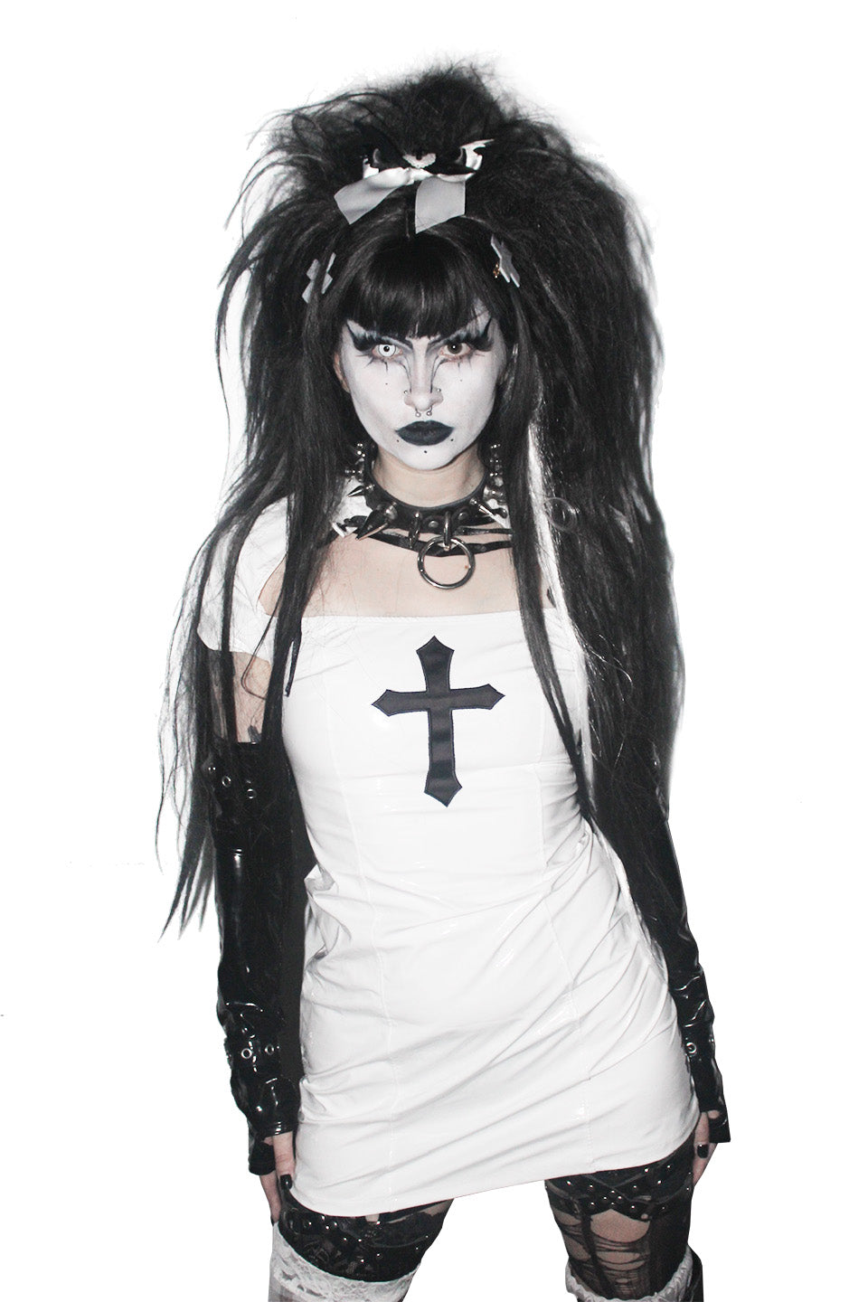 White Vinyl Houses of the Holy Wicked Sinner Cross Dress-Dresses-Lip Service