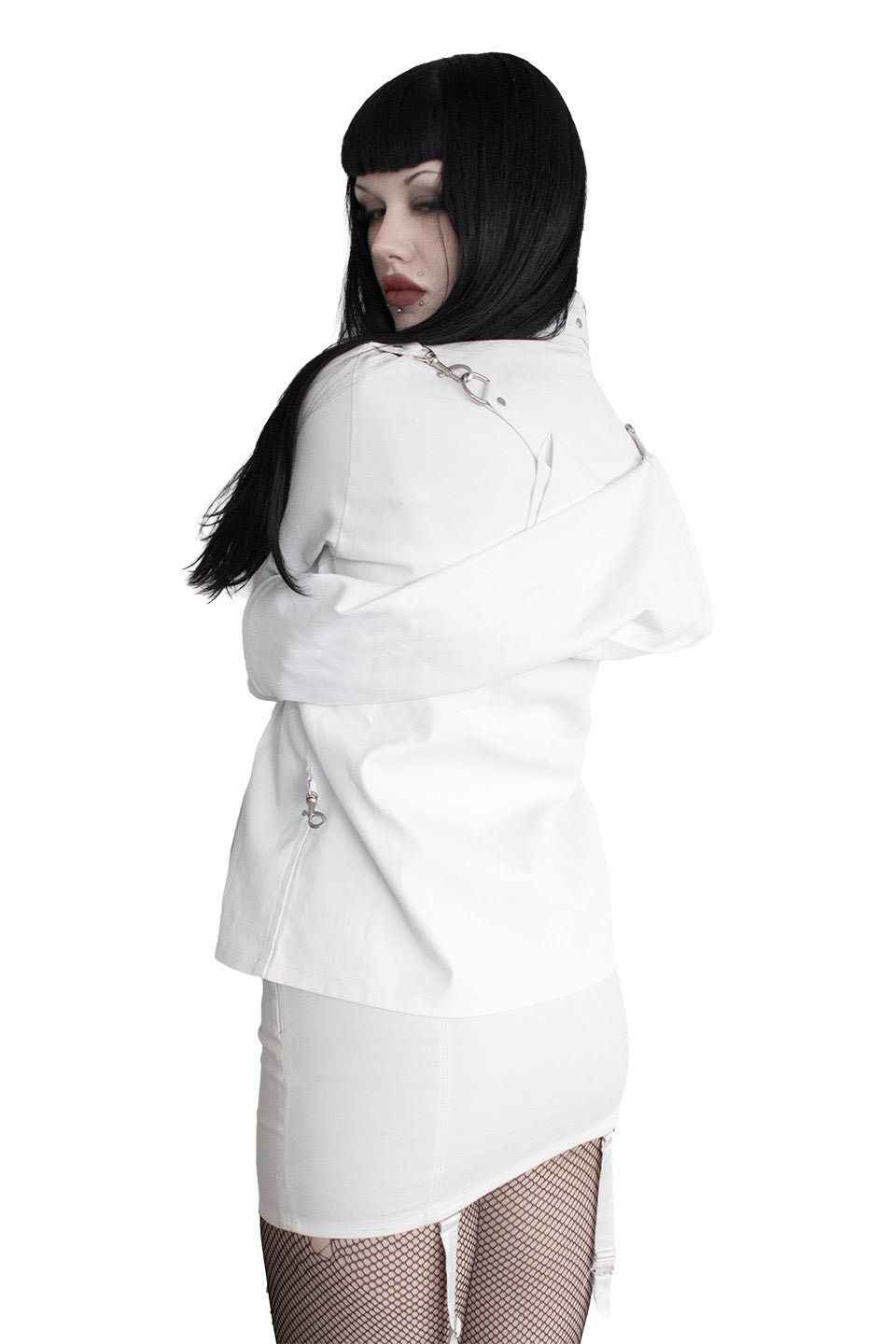 Lip Service Institutionalized White Waxed Twill Straight Jacket-Tops-Lip Service