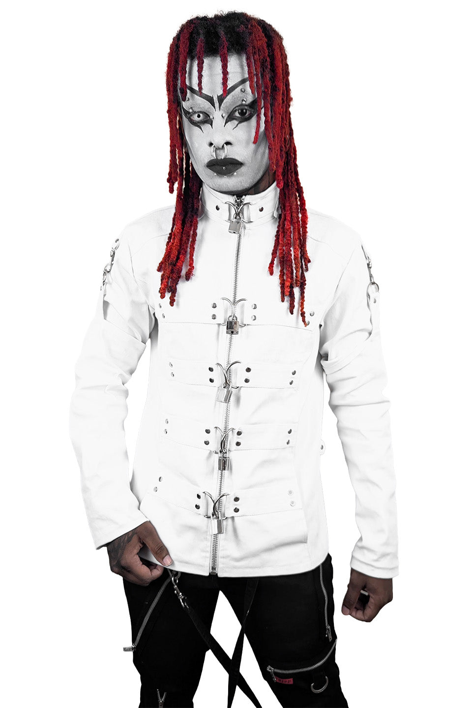 Lip Service Institutionalized White Waxed Twill Straight Jacket-Tops-Lip Service