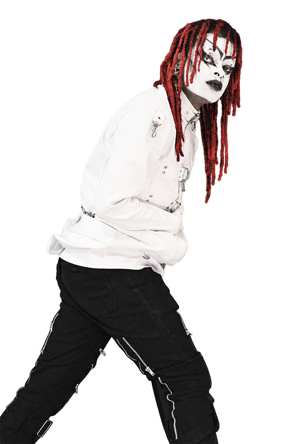 Lip Service Institutionalized White Waxed Twill Straight Jacket-Tops-Lip Service