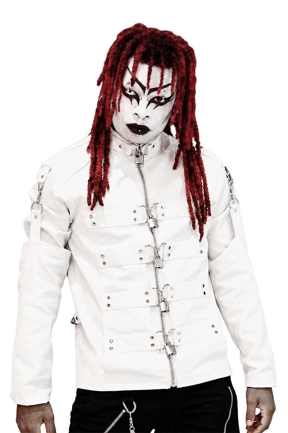 Lip Service Institutionalized White Waxed Twill Straight Jacket-Tops-Lip Service
