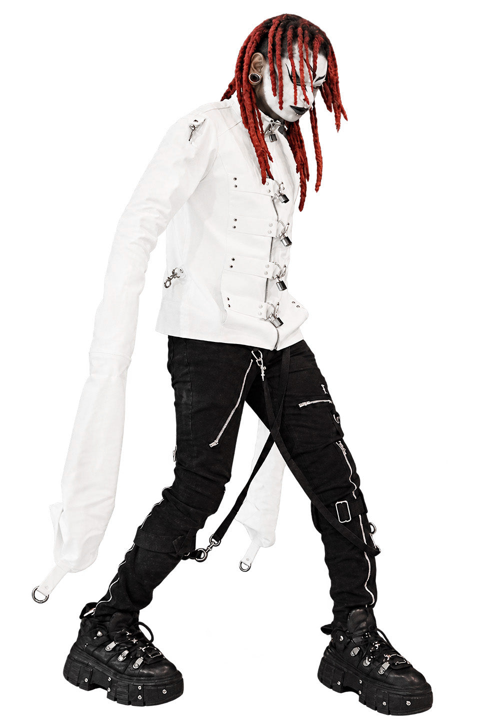 Lip Service Institutionalized White Waxed Twill Straight Jacket-Tops-Lip Service
