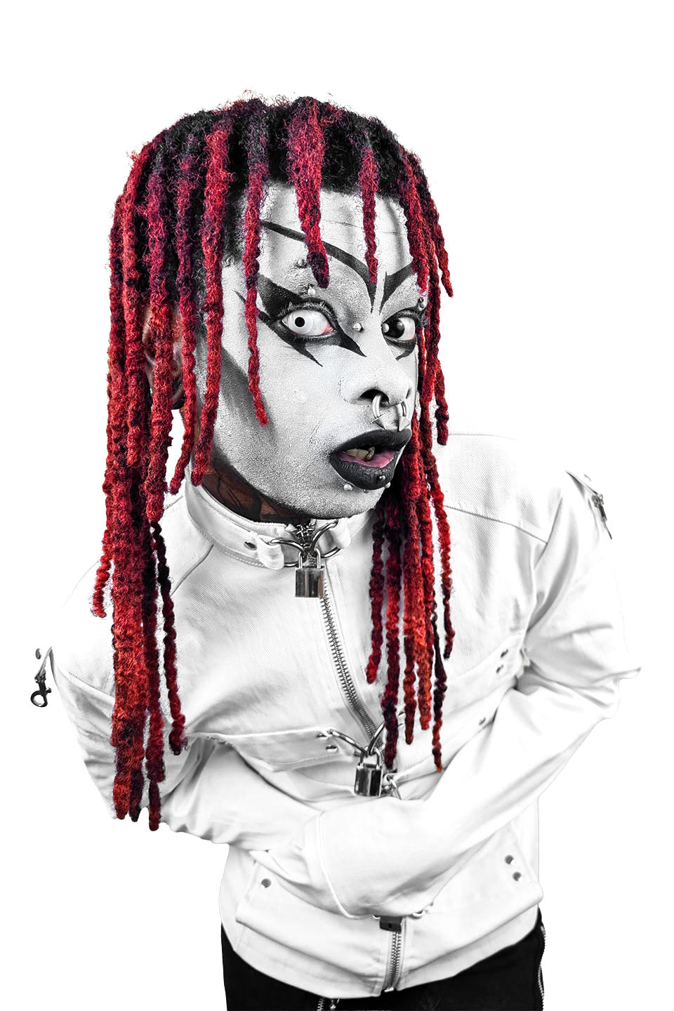 Lip Service Institutionalized White Waxed Twill Straight Jacket-Tops-Lip Service