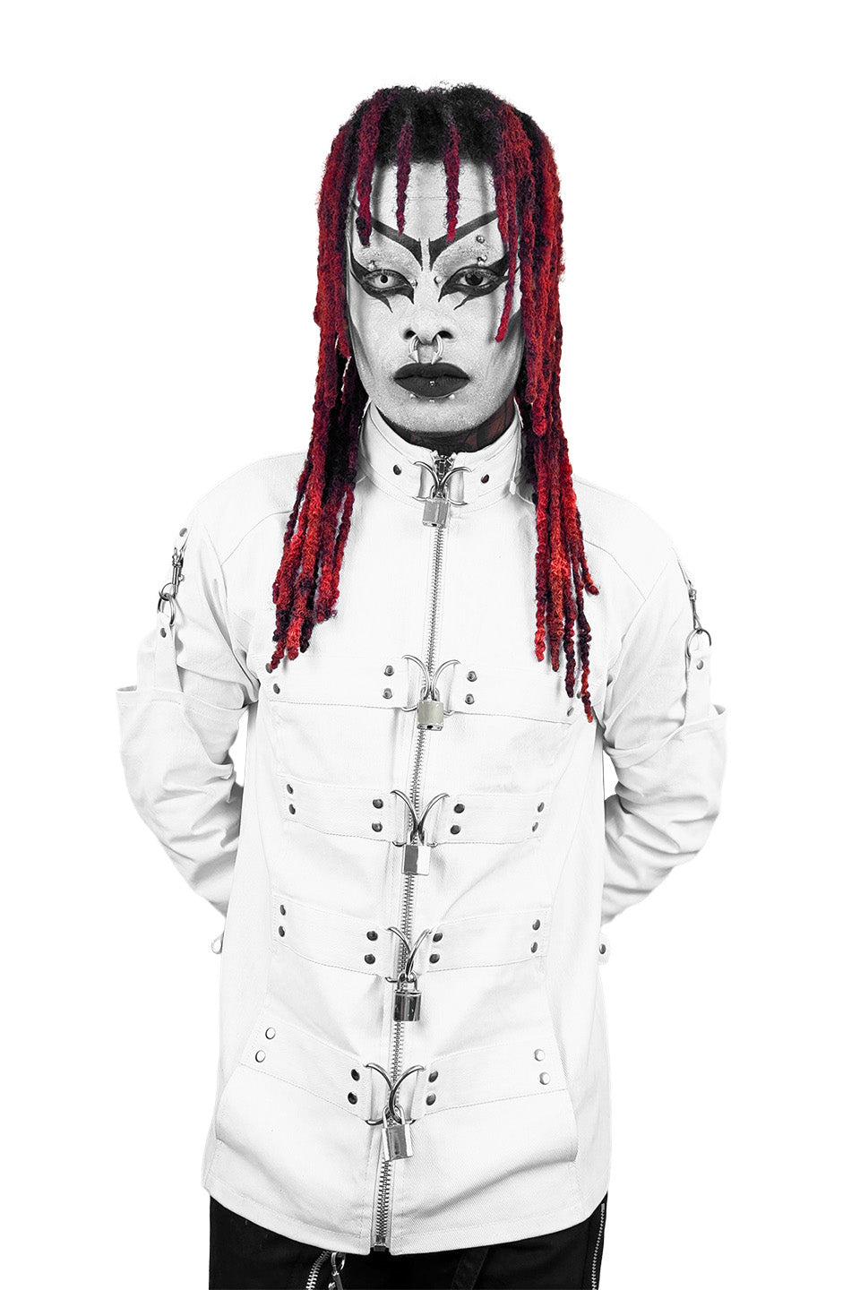 Lip Service Institutionalized White Waxed Twill Straight Jacket-Tops-Lip Service