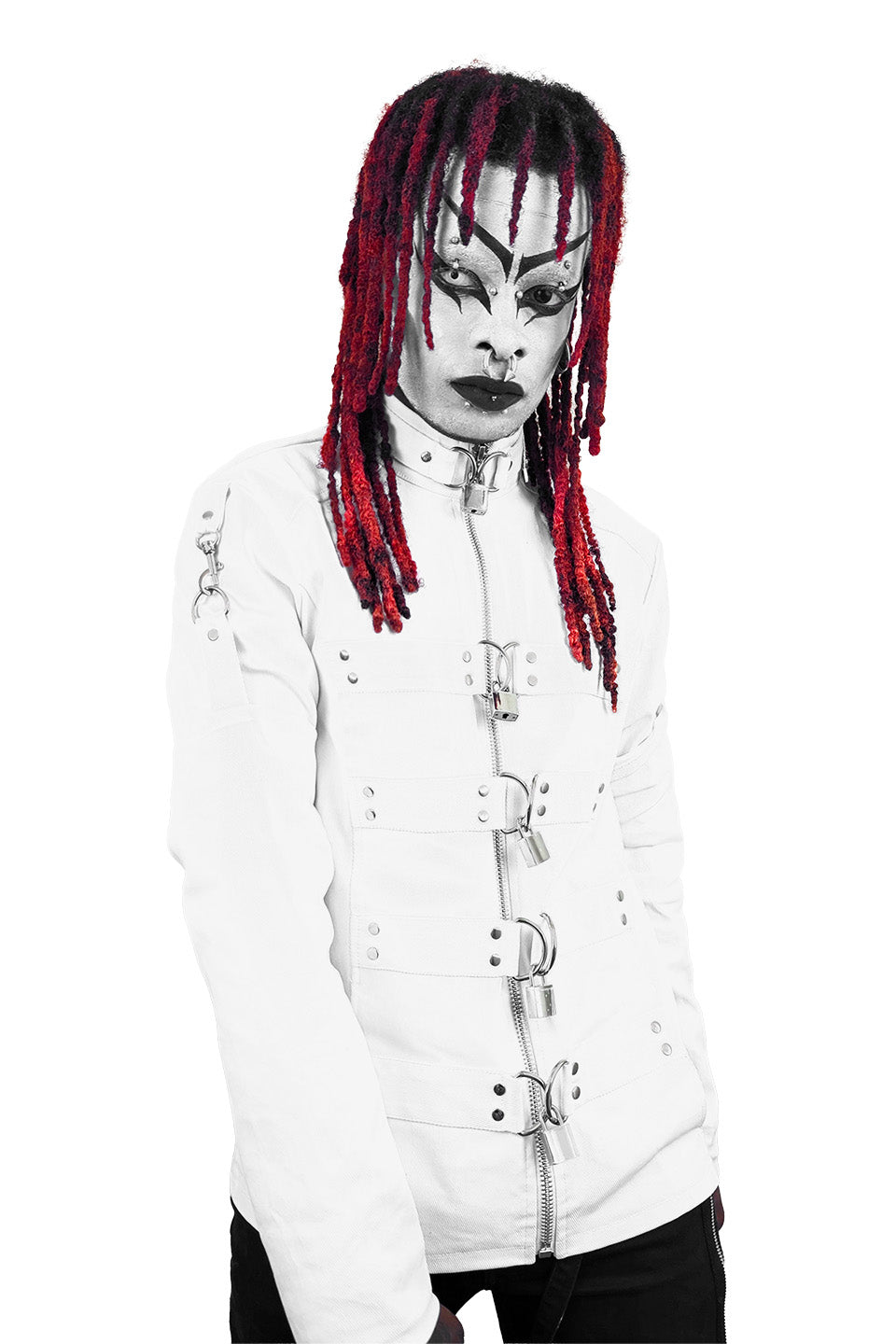 Lip Service Institutionalized White Waxed Twill Straight Jacket-Tops-Lip Service