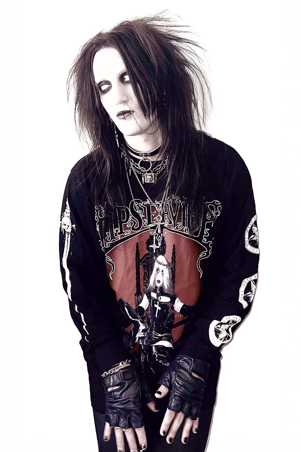 Cradle Worship Long Sleeve T-shirt-Tops-Lip Service