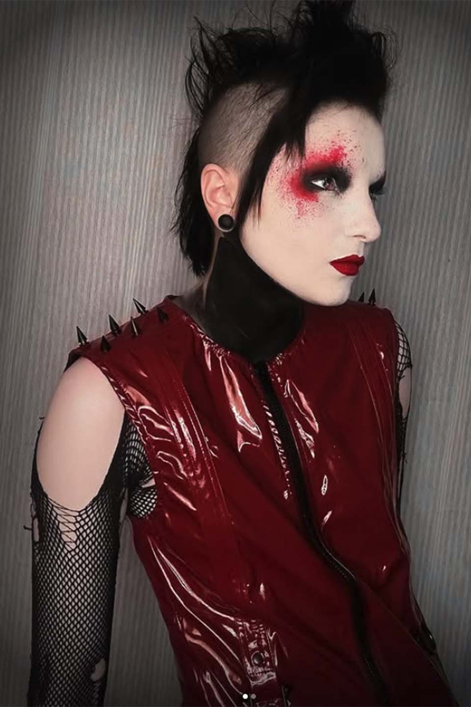 Men's Dungeon Master Sleeveless Vinyl PVC Shirt in Vampire Red-Tops-Lip Service