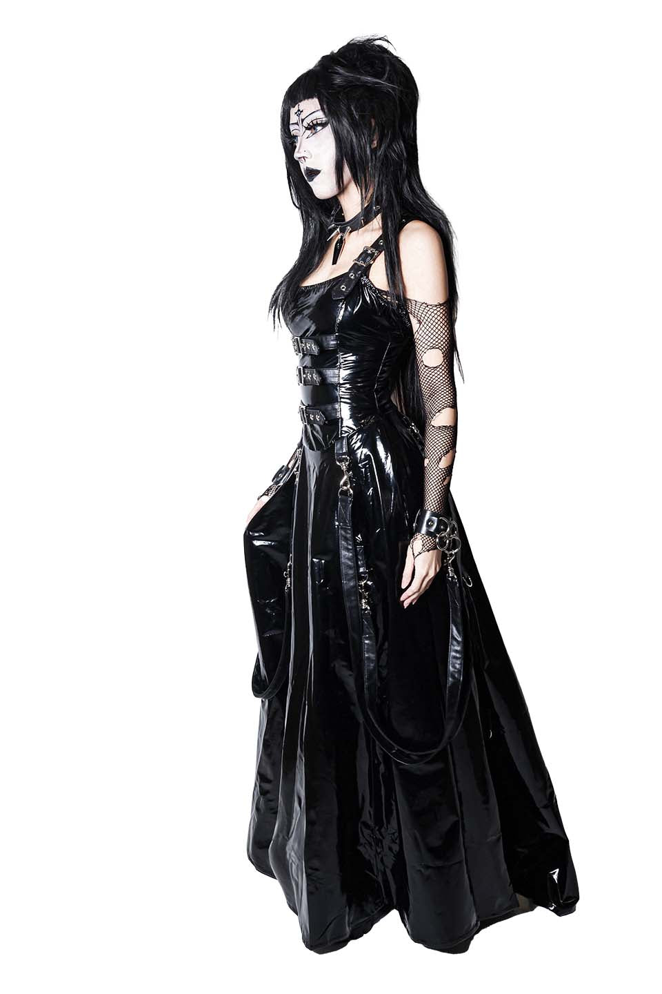 BLACK PVC VINYL INDUSTRY BALL GOWN-Dresses-Lip Service