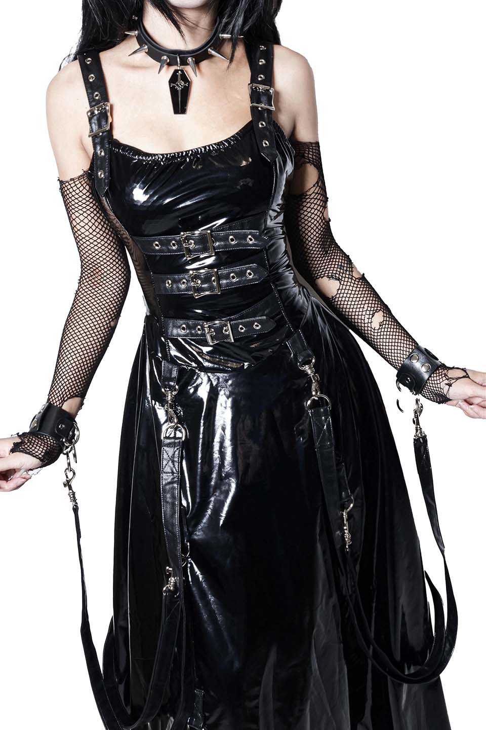 BLACK PVC VINYL INDUSTRY BALL GOWN-Dresses-Lip Service