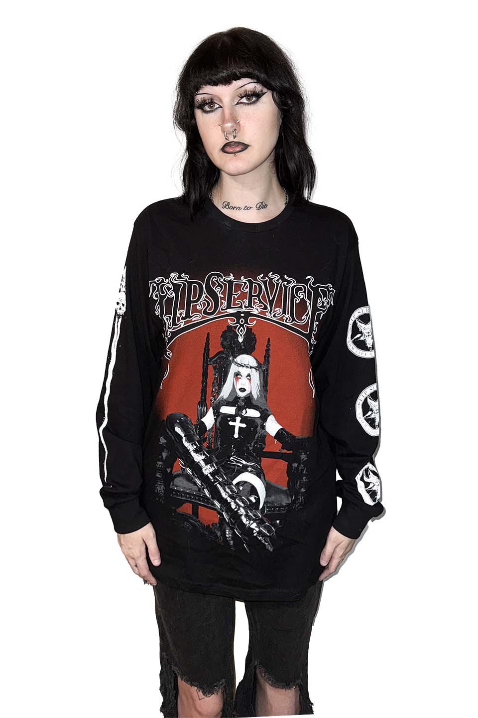 Cradle Worship Long Sleeve T-shirt-Tops-Lip Service