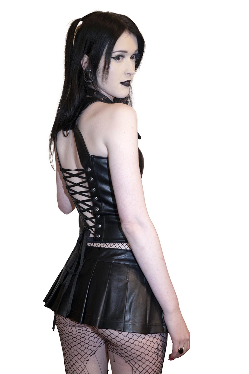 Hardcore Classic Bustier Black Matte PU Vegan Leather-Tops-Lip Service