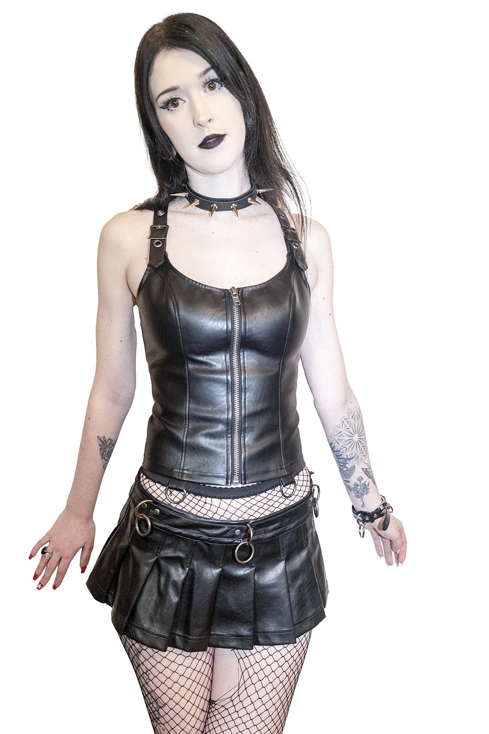 Hardcore Classic Bustier Black Matte PU Vegan Leather-Tops-Lip Service