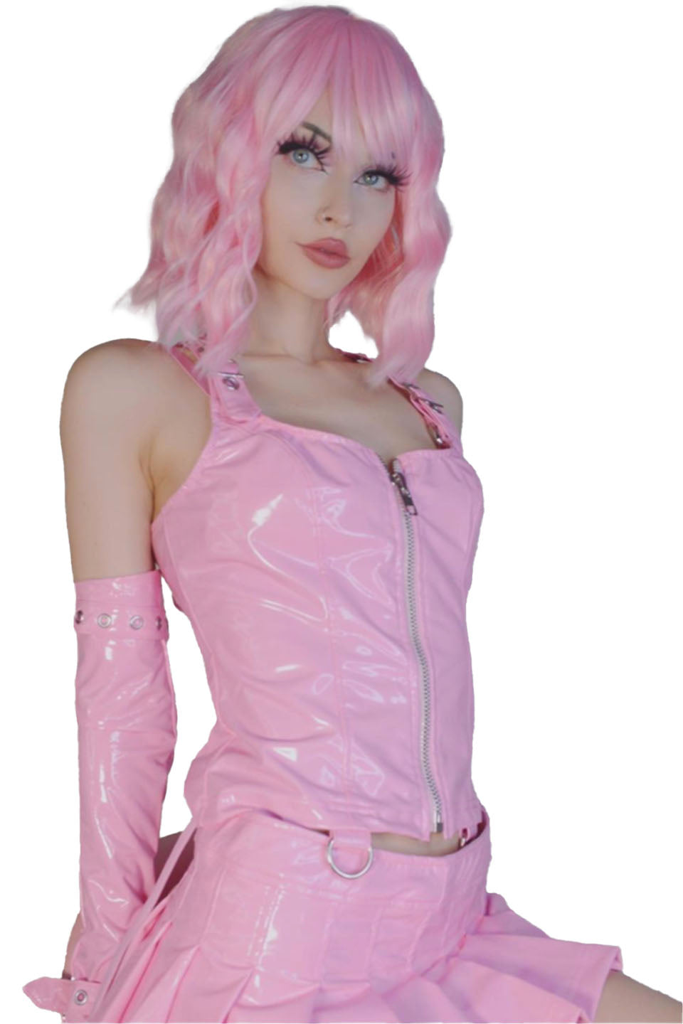 Hardcore Classic Lip | Women\'s PVC Clothing Service in Pink Bustier