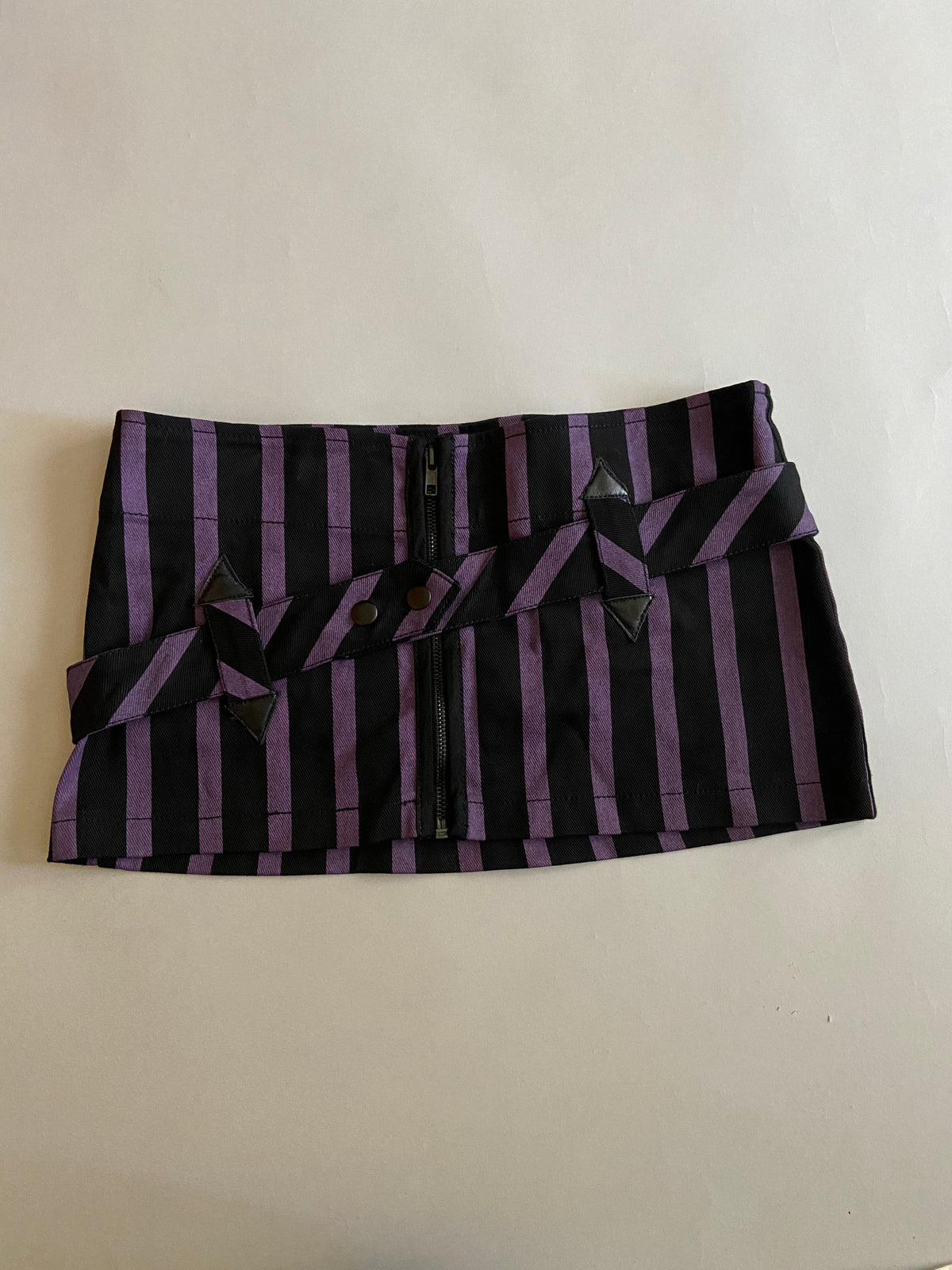 Vintage Lip Service Black and Purple Striped Micro Mini-Skirt-Lip Service