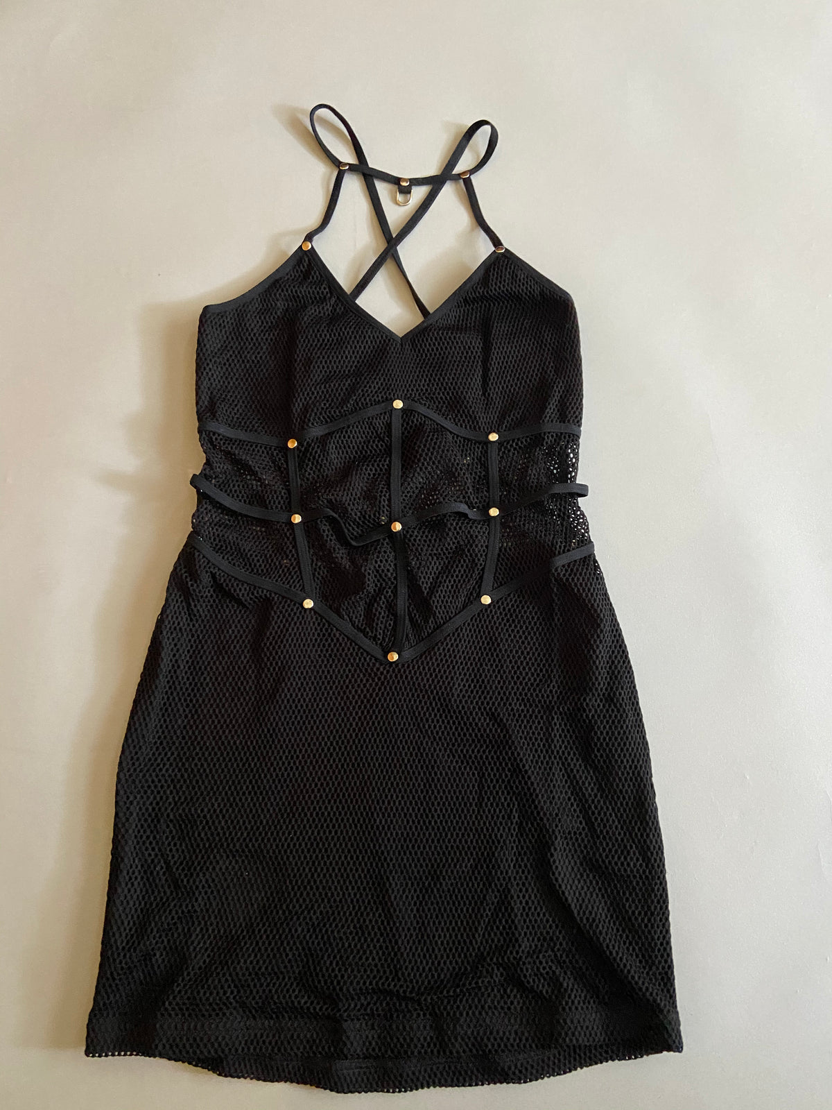 Vintage Lip Service Black Fishnet Mini Dress-Dress-Lip Service