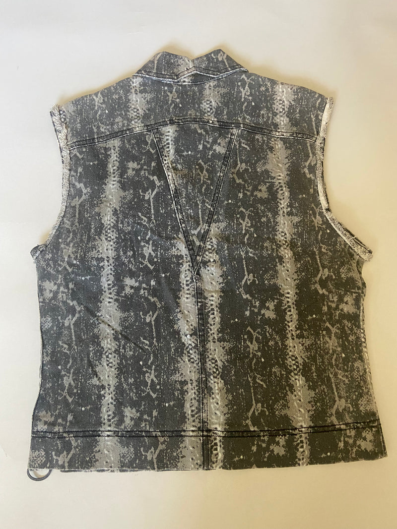 Vintage Stretch Twill Distressed Men's Vest with Snakeprint - size M-vest-Lip Service