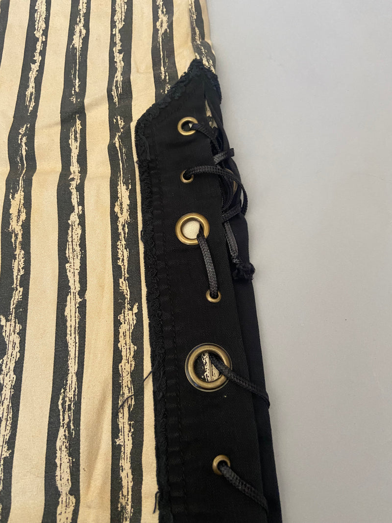 Men's Cream & Black Vertical Stripe Steampunk Pant - size 34-PANTS-Lip Service
