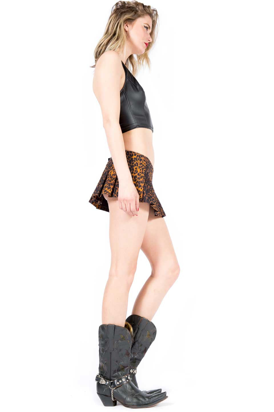 Vintage Leopard Pleated Micro Mini Skirt-Skirts-Lip Service