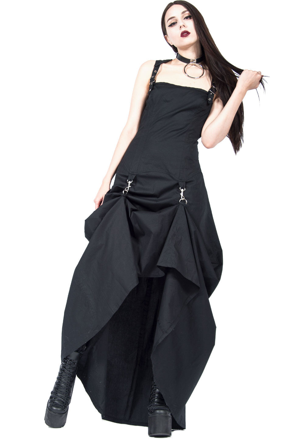 Vintage Long Black Goth Gown-Dresses-Lip Service