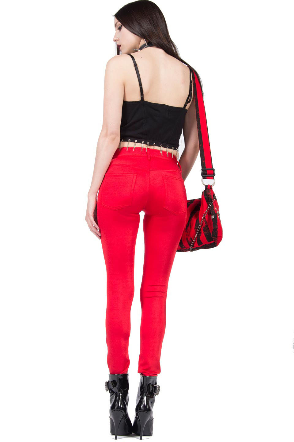 Straight From The Heart Red Glam Spandex Jean-Bottoms-Lip Service