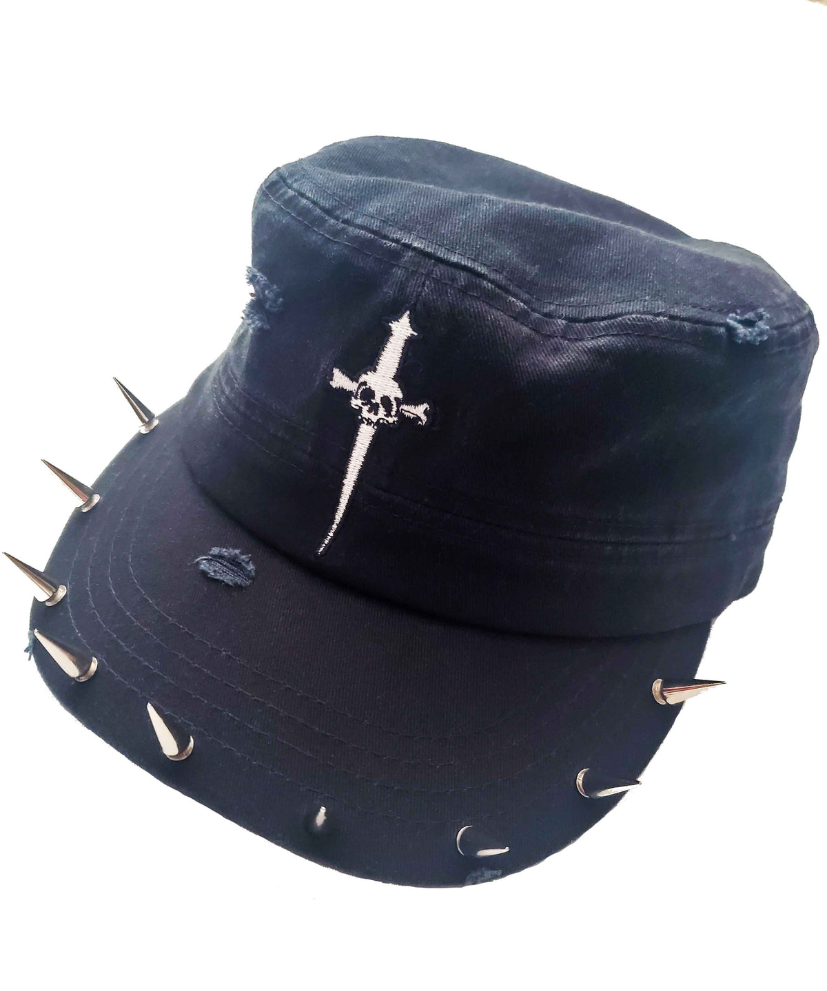 Spiked Distressed Rivethead Hat-Accessories-Lip Service