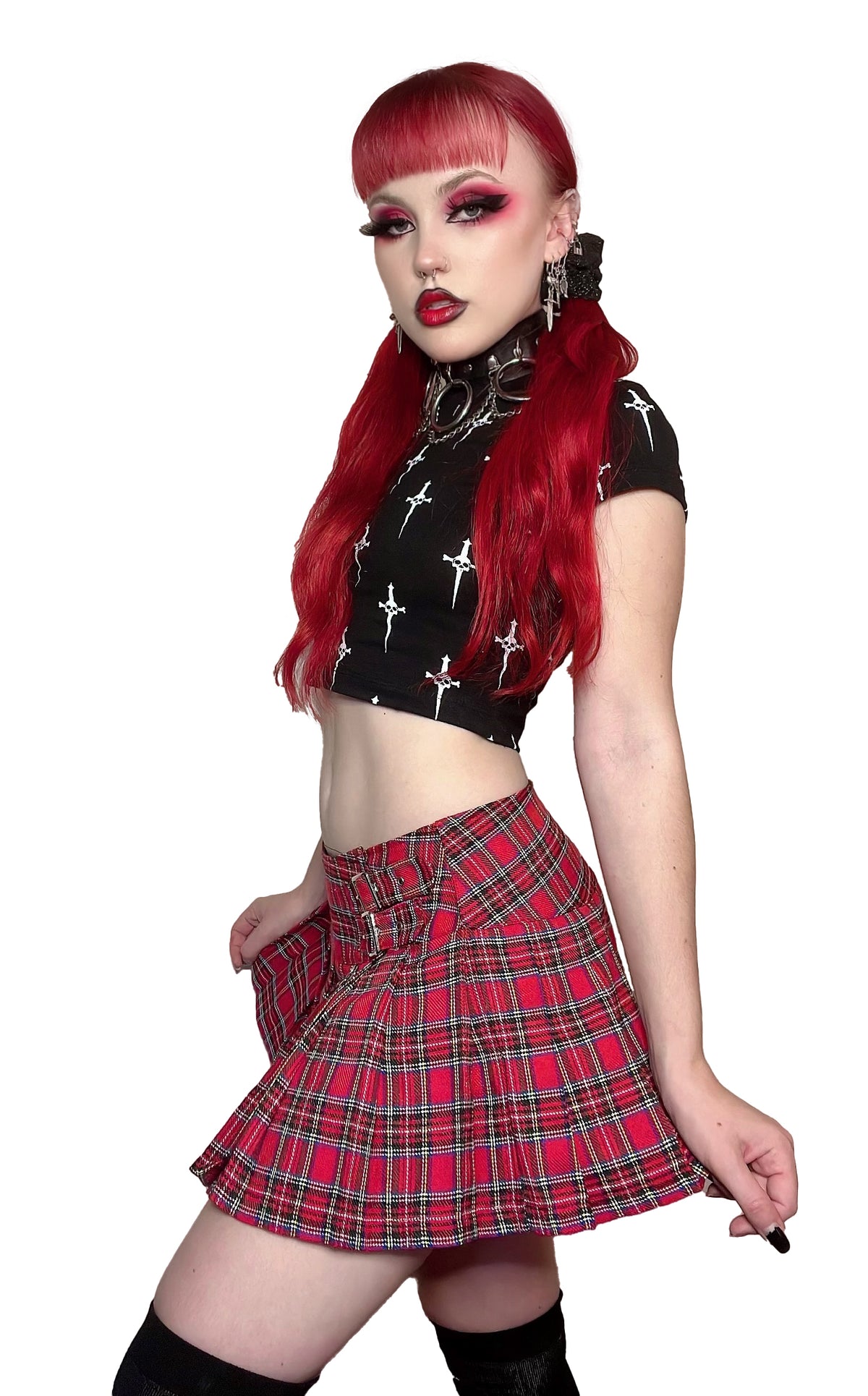 World's End Pleated Mini Skirt Red-Skirts-Lip Service
